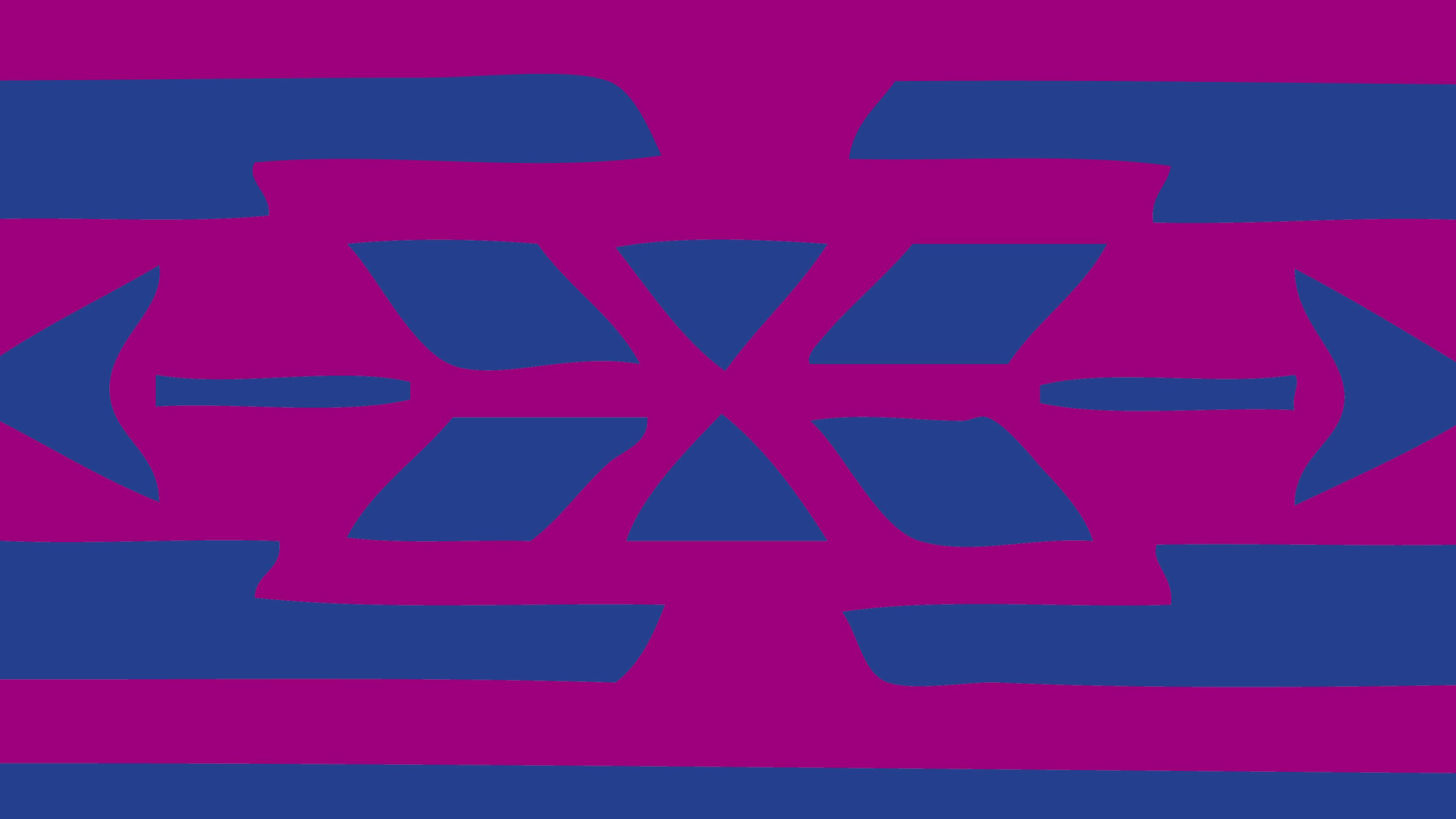 Poster design graphic in purple and magenta, with two arrows pointing in opposite directions