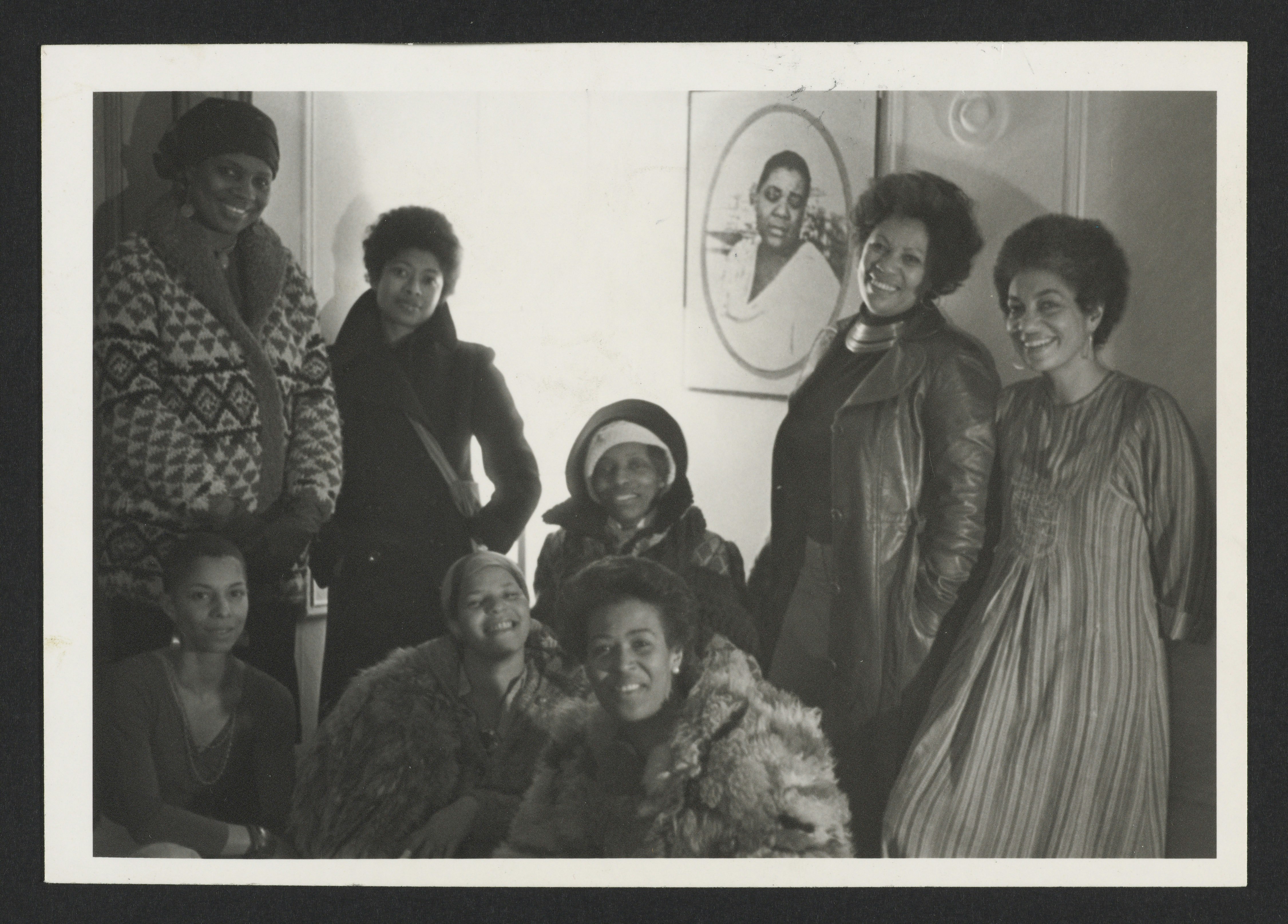 June Jordan, on far right, with Toni Morrison, Alice Walker, Nana Maynard, Ntzoke Shange, Vertamae Grosvenor and others