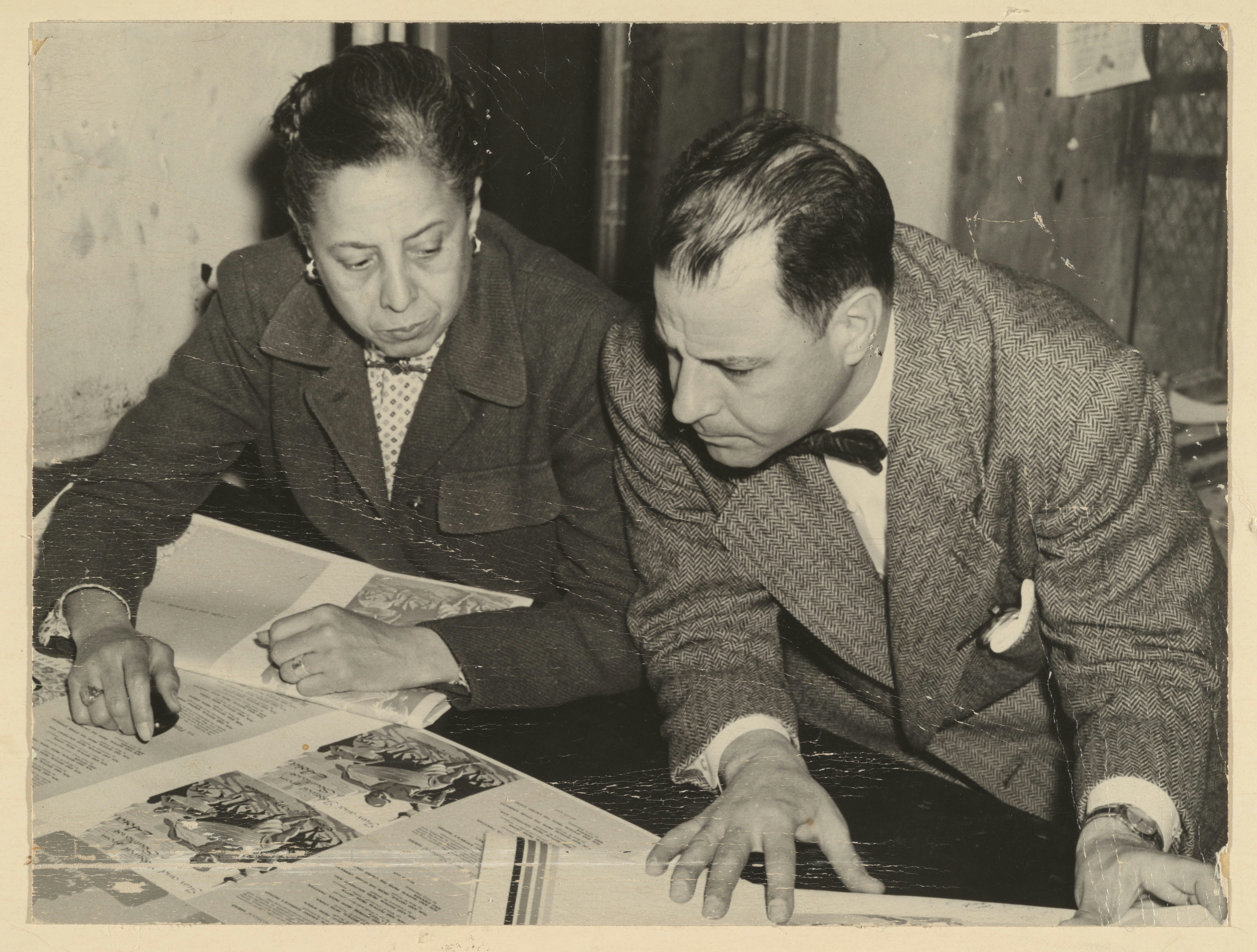 Louise Jefferson And An Unidentified Man Reviewing Layouts For Friendship Press Schlesinger 99153684113703941