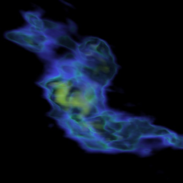 A volumetric visualization of molecular gas in the B5 star-forming region in Perseus.