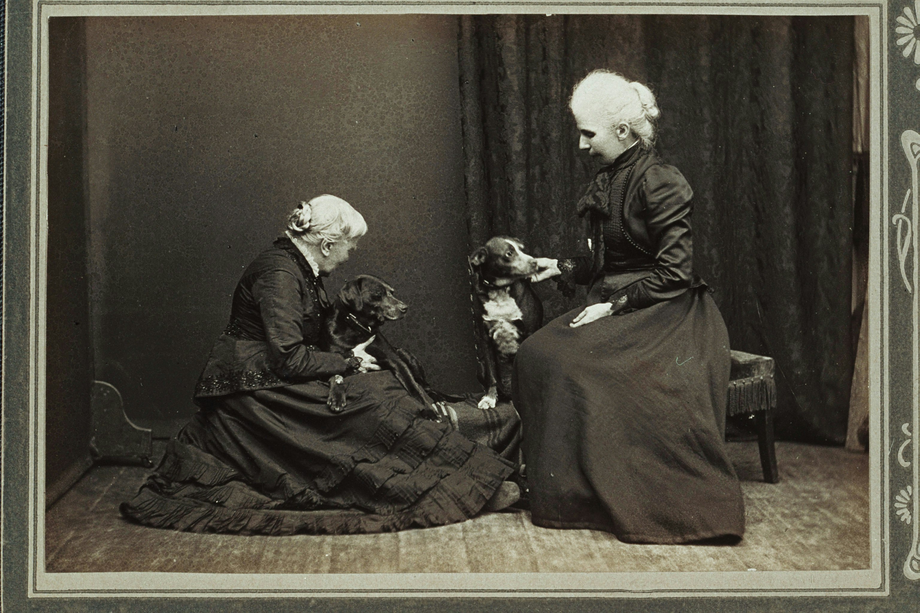 Elizabeth and Kitty Blackwell with dogs