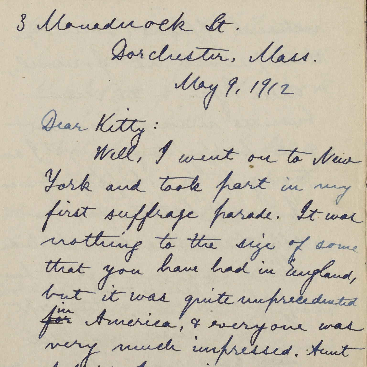 Letter from Alice Blackwell