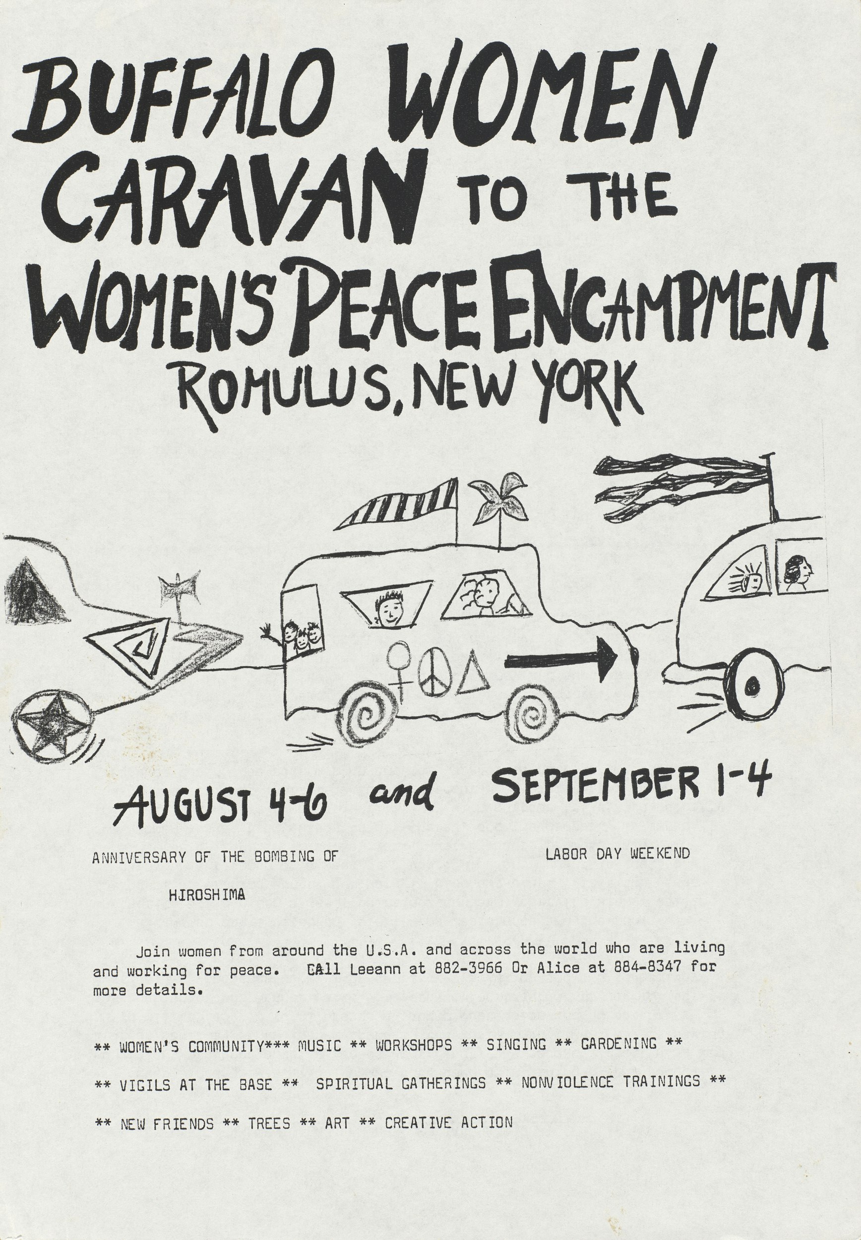 Flyer featuring Women's Encampment for a Future of Peace & Justice