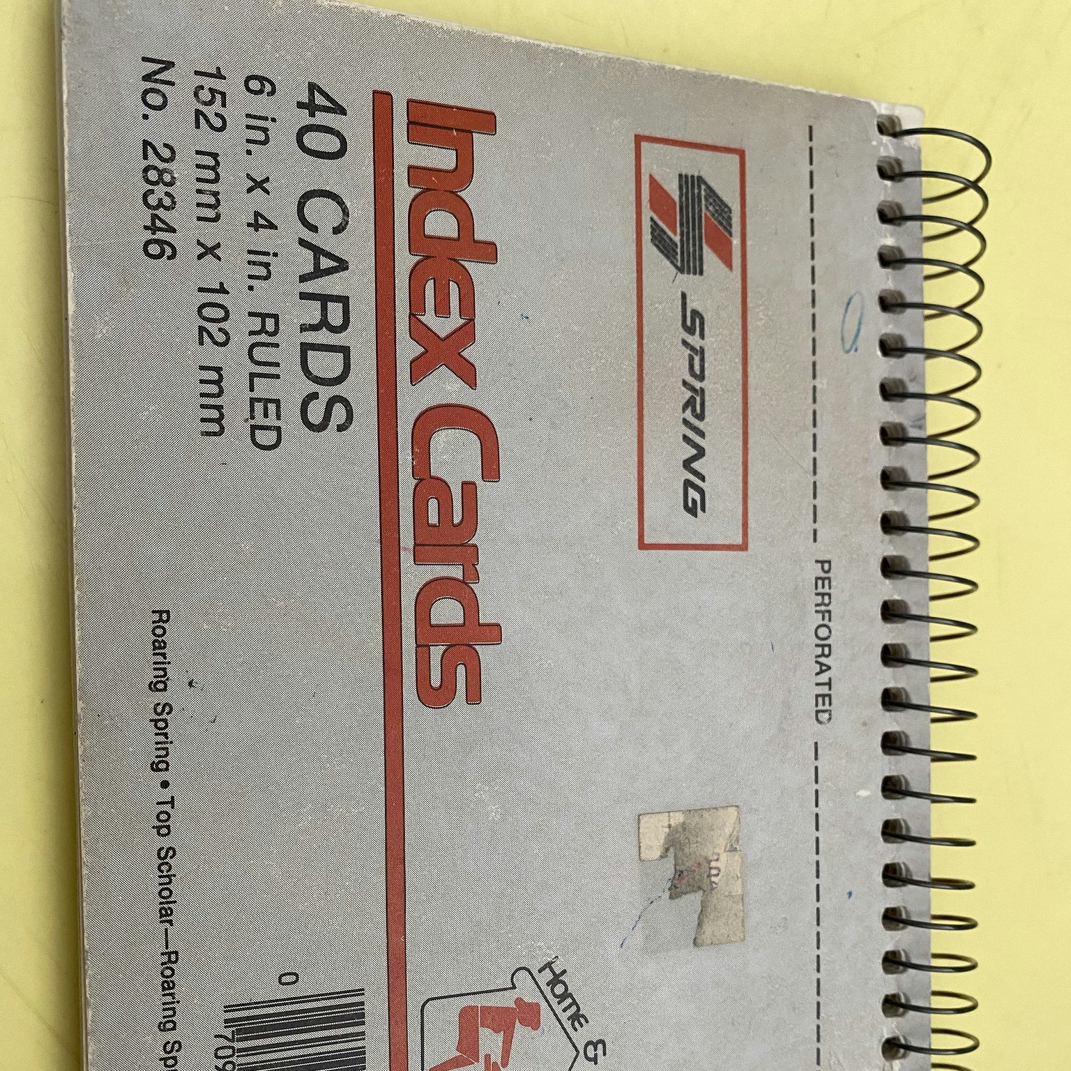 Front cover of index card notebook Helen Zia used for handwriting vocabulary.