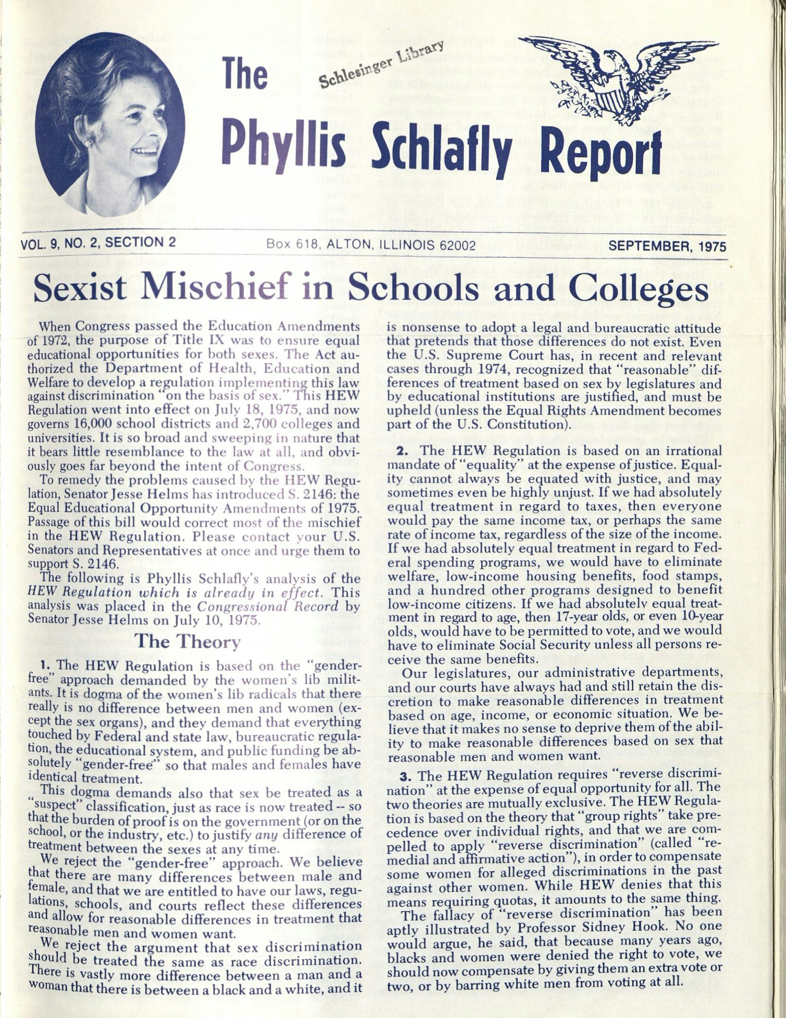 Phyllis Schlafly Report cover