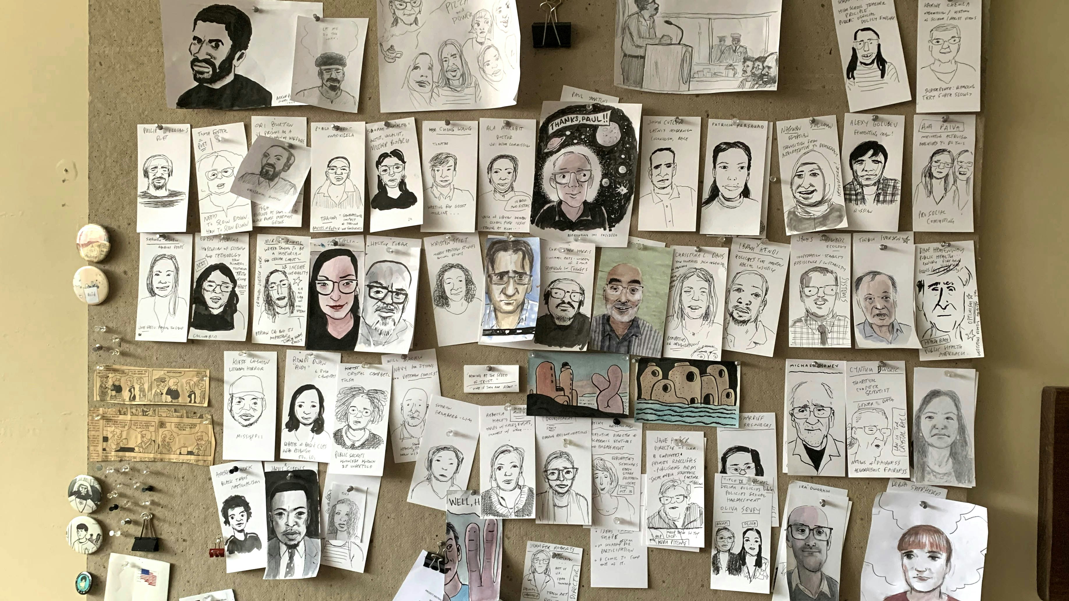 Zoom portraits by James Sturm of his peers in the 2020–2021 fellowship class.