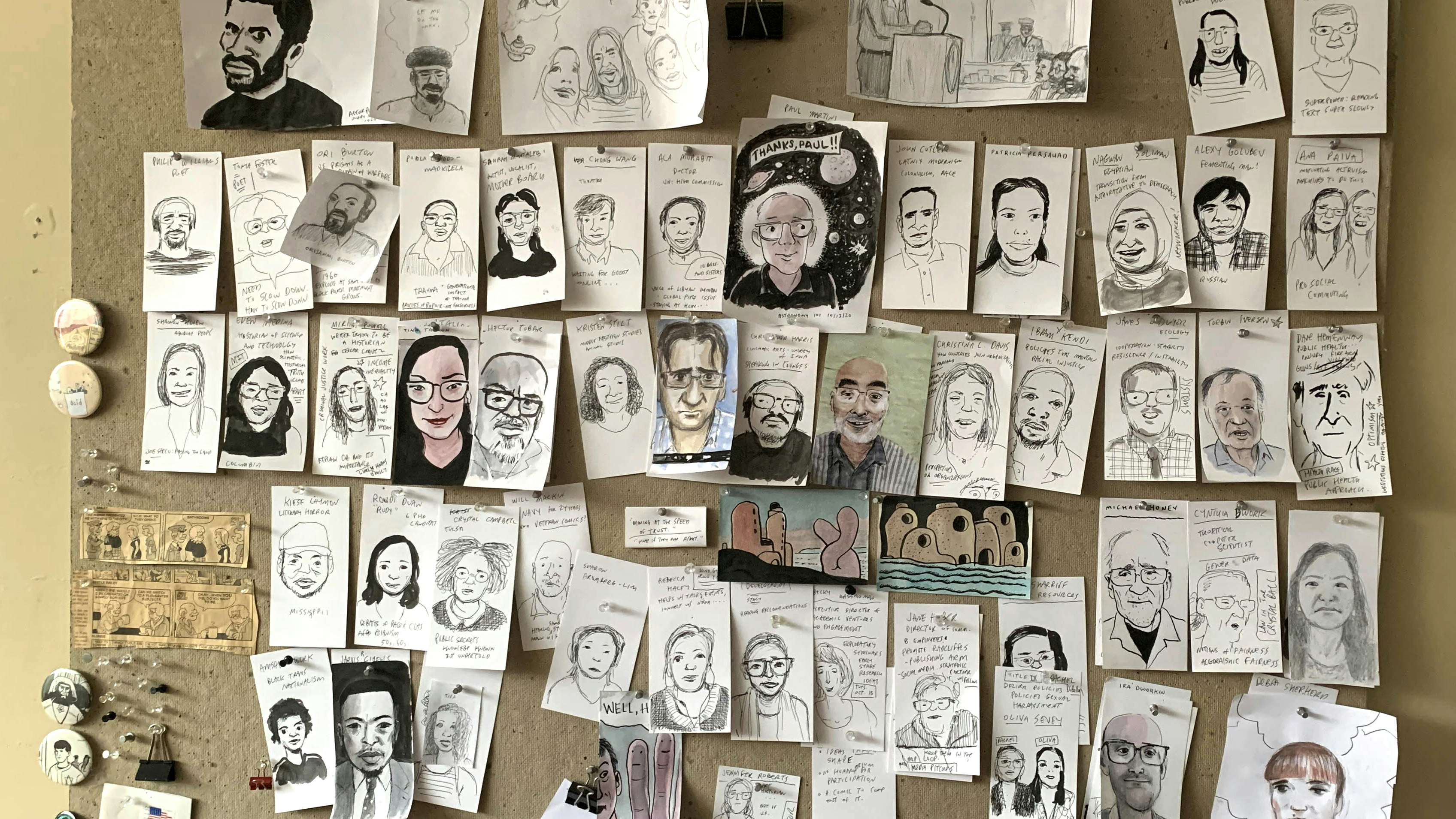 Zoom portraits by James Sturm of his peers in the 2020–2021 fellowship class.