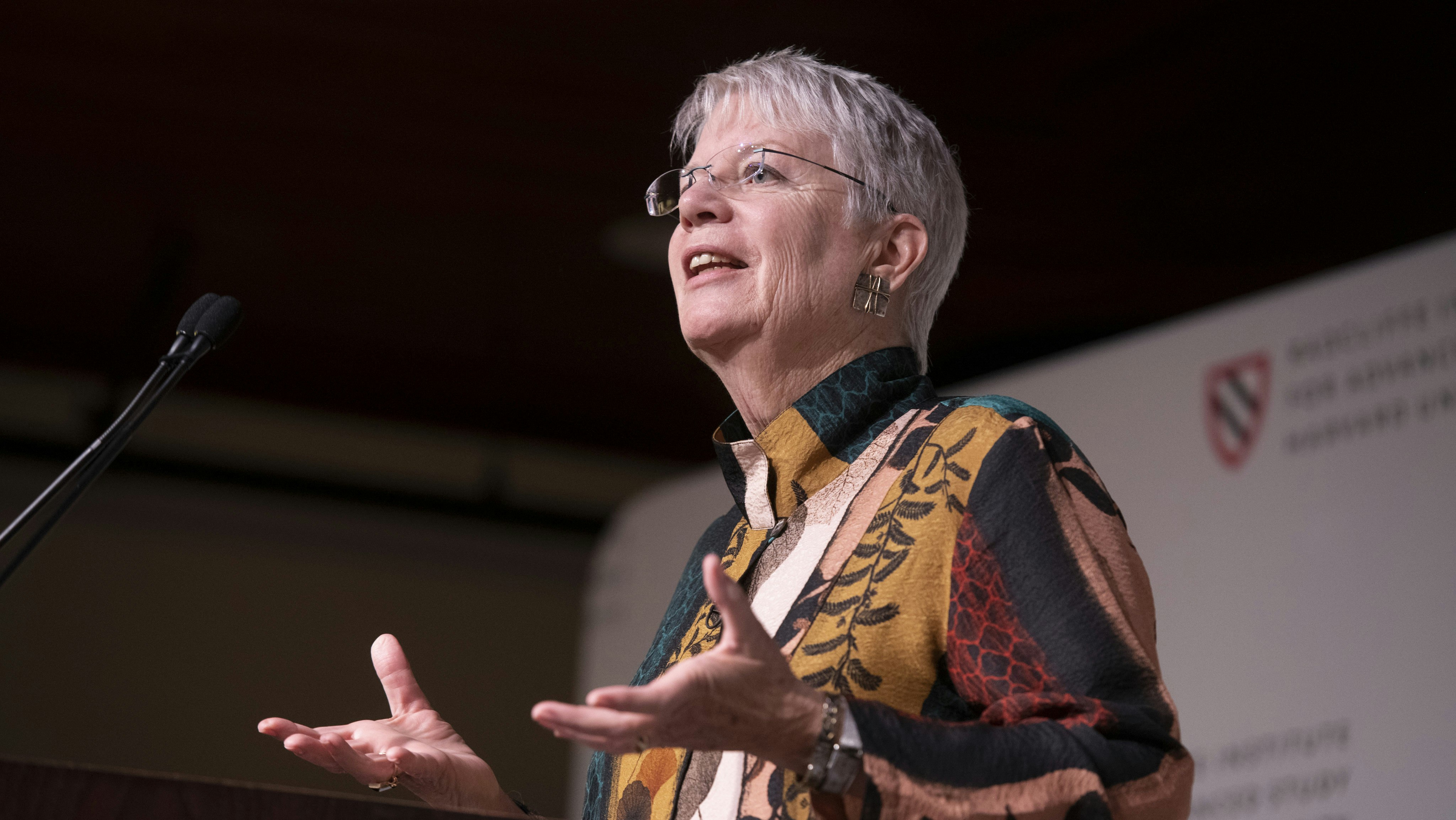 Jill Tarter presenting the keynote at Radcliffe's "The Undiscovered" symposium.