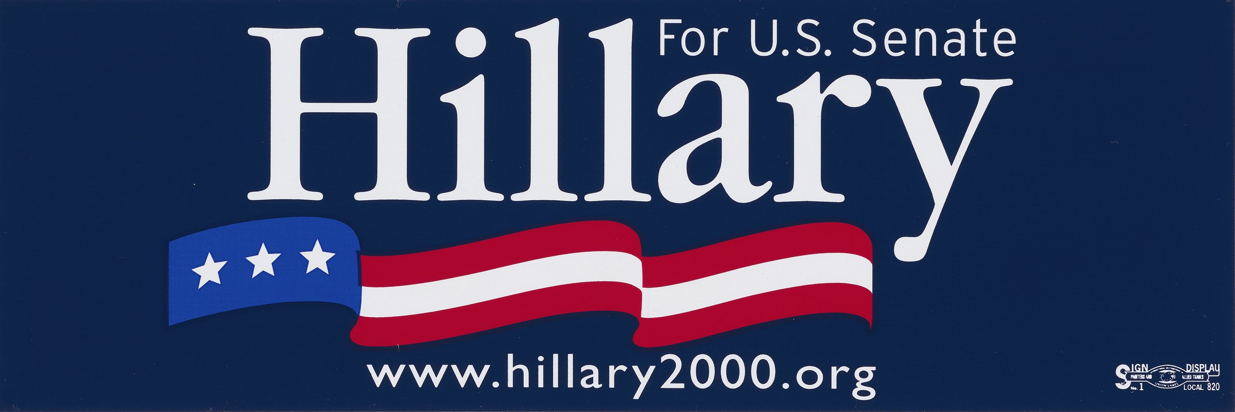Hillary Clinton Campaign Sticker Schlesinger Memorabilia Collection