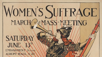 Poster outlining details for the Women's Suffrage March Mass Meeting