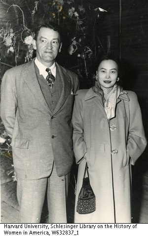 Black and white image of Anna Chennault and man