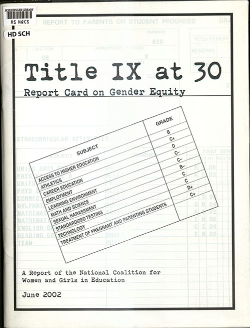 Title IX at 30: Report Card on Gender Equity, published by the National Coalition for Women and Girls in Education, 2002