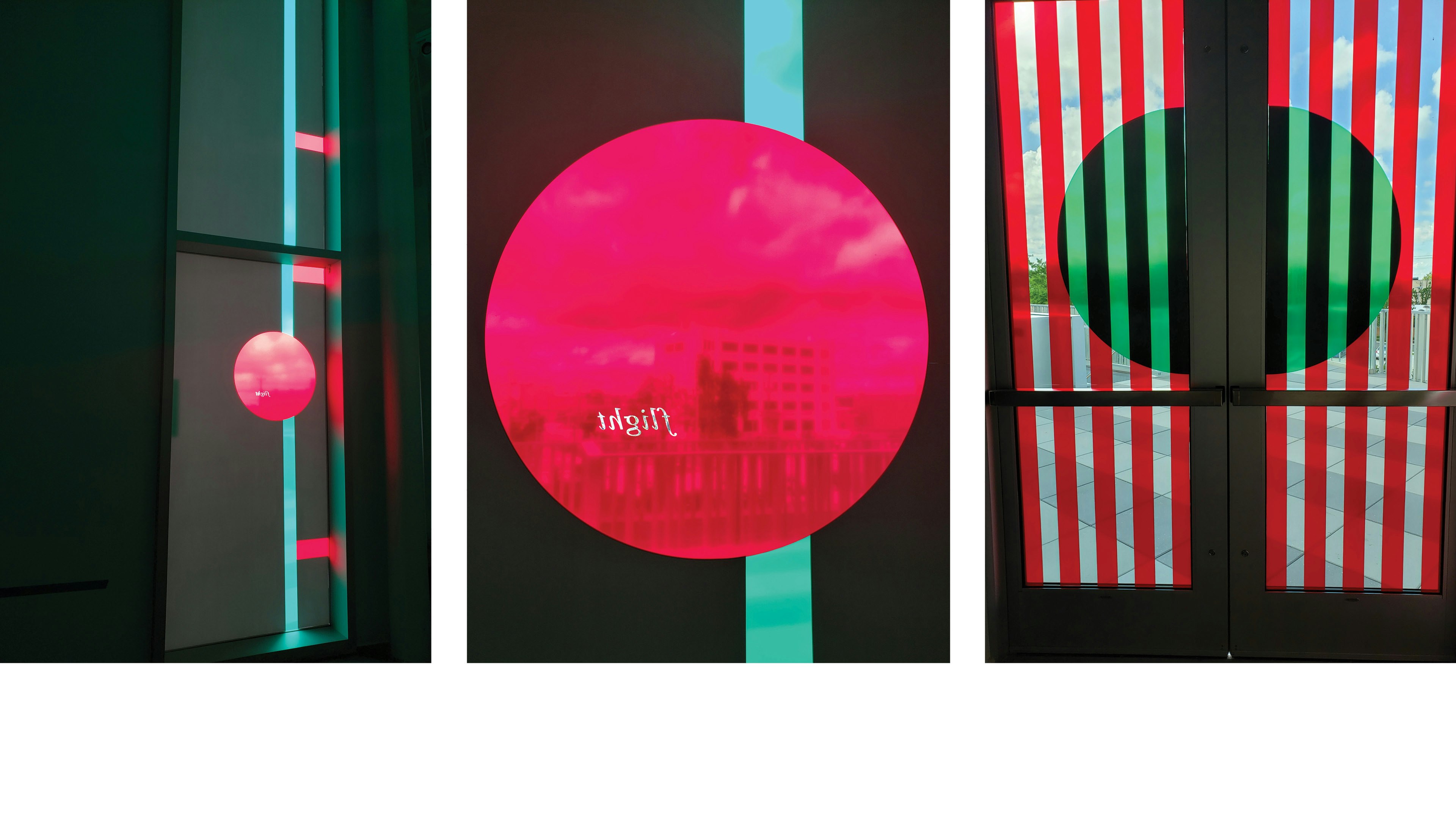 Views of Crystal Z Campbell's vibrantly colored window brochures