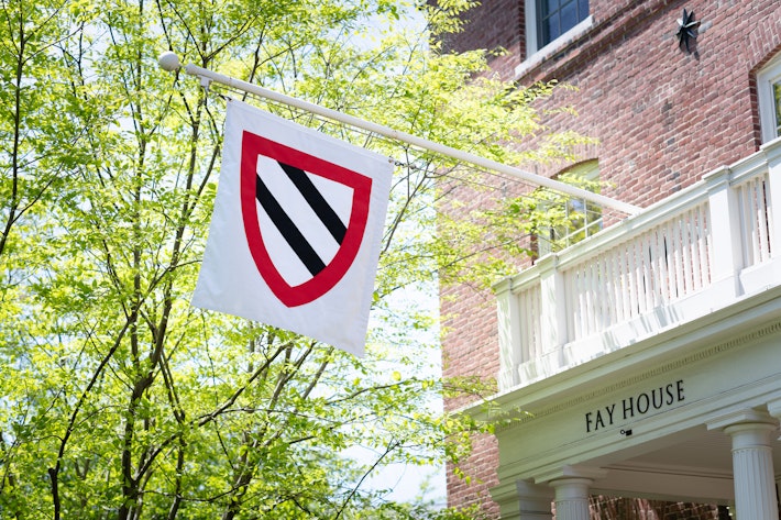 A photo of the HRI flag in Radcliffe Yard.