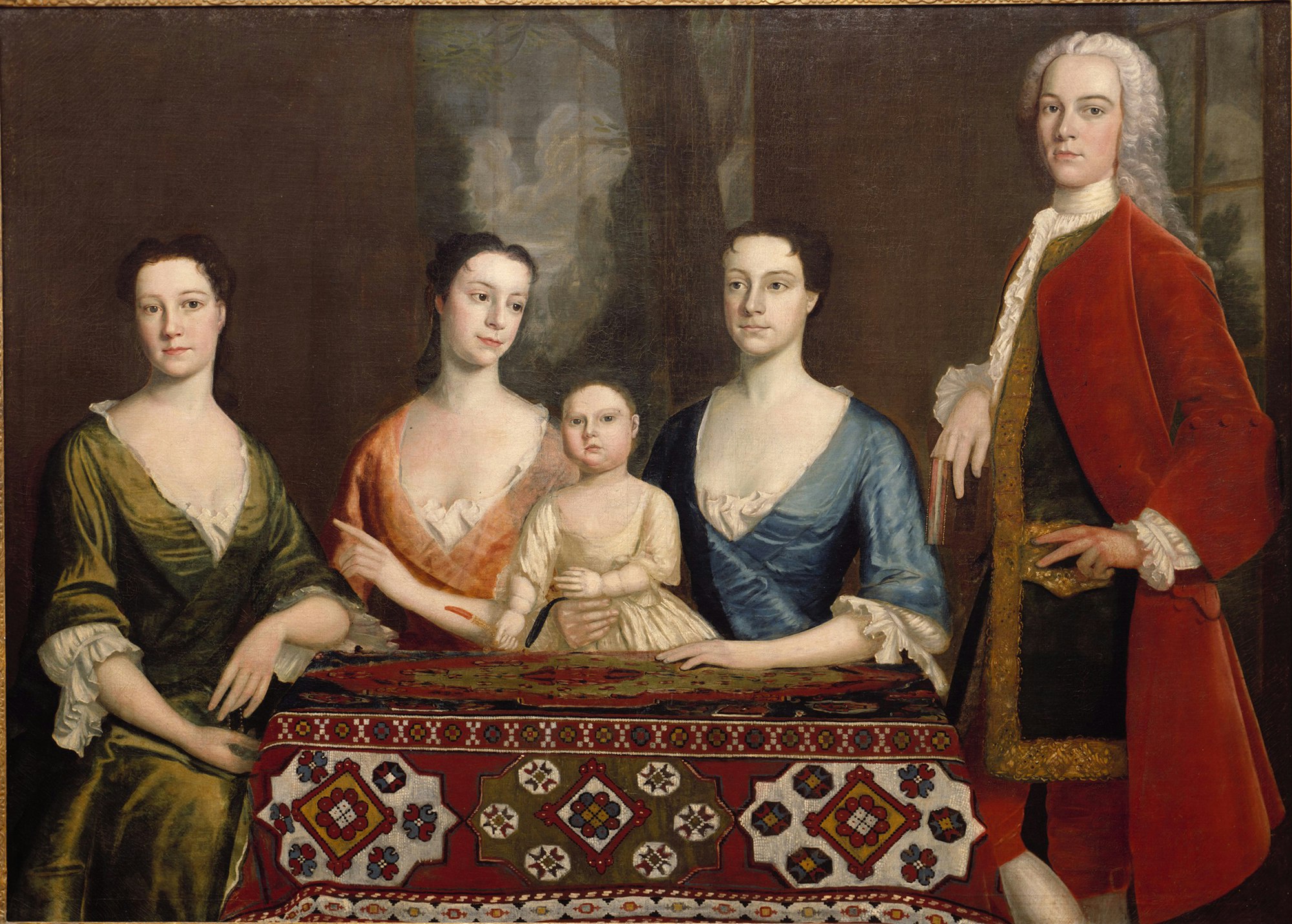painting of Isaac Royall Jr., his wife, his wife's sister, Mary Palmer, his sister, Penelope Royall, and his daughter, Elizabeth