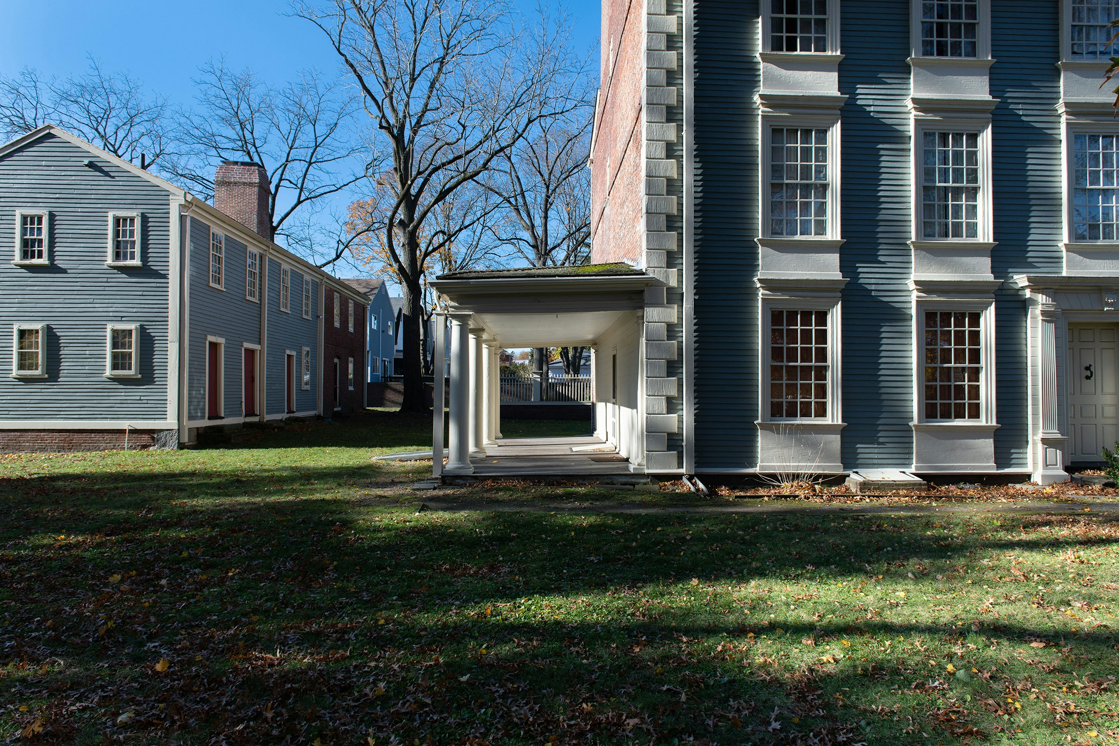 Exterior of out kitchen building adjacent to mansion at Royall House and Slave Quarters in modern day